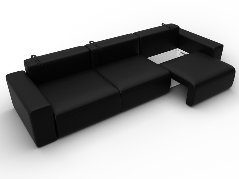 Диван прямой Лига-036 НПБ Классик Лонг, Экокожа, GRIFON 18 черный