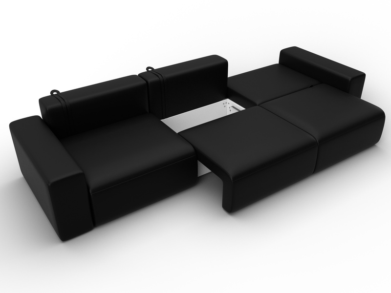 Диван прямой Лига-036 НПБ Классик Лонг, Экокожа, GRIFON 18 черный