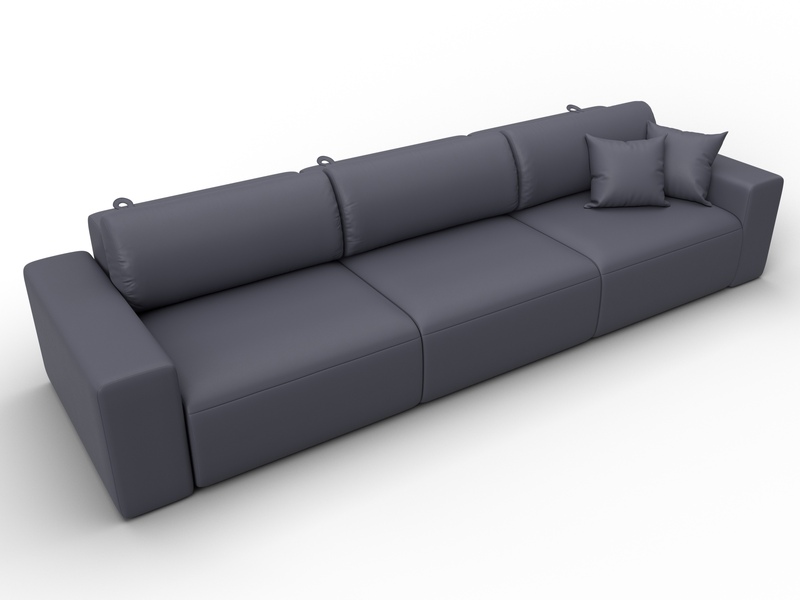 Диван прямой Лига-036 НПБ Классик Лонг, Экокожа, GRIFON 15 серый