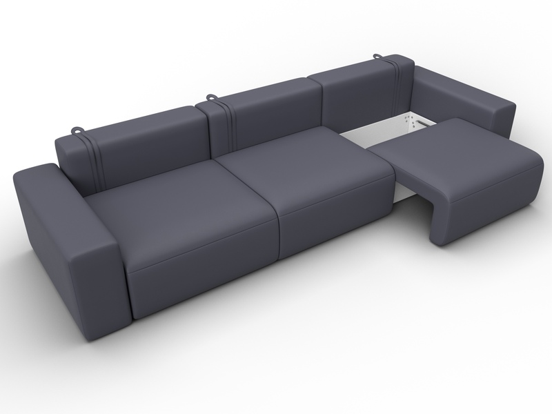 Диван прямой Лига-036 НПБ Классик Лонг, Экокожа, GRIFON 15 серый