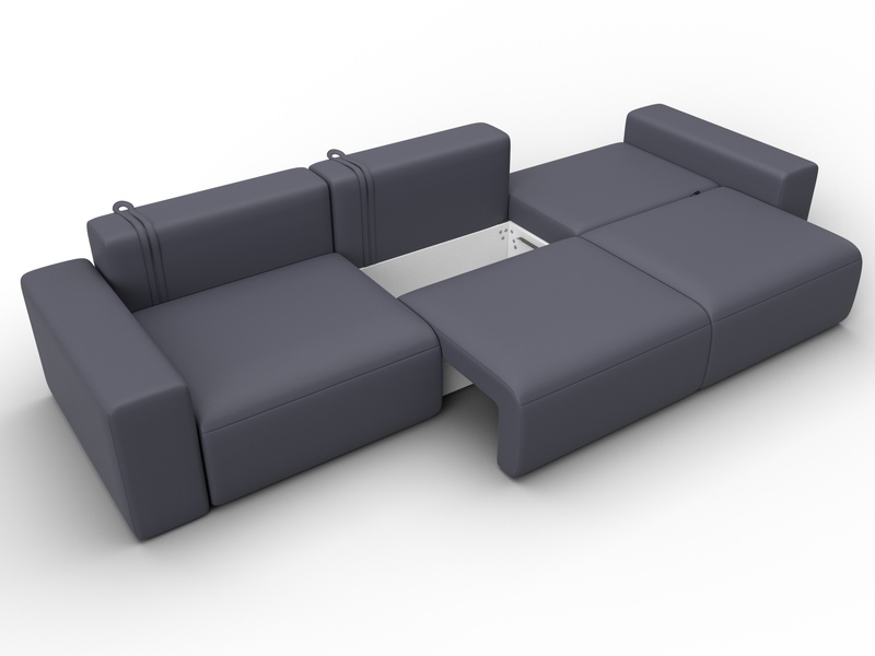 Диван прямой Лига-036 НПБ Классик Лонг, Экокожа, GRIFON 15 серый