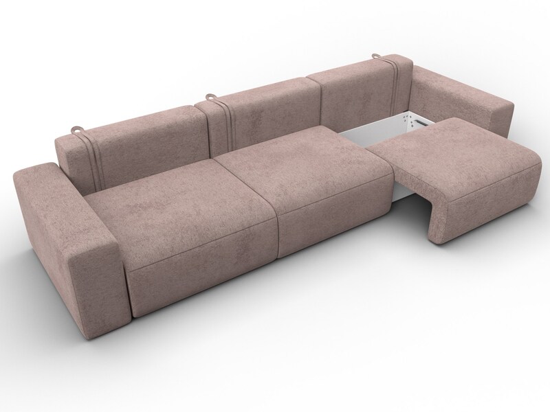 Диван прямой Лига-036 НПБ Классик Лонг, Велюр, TOWER 05 бежевый