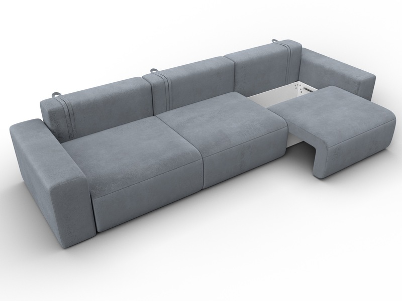 Диван прямой Лига-036 НПБ Классик Лонг, Велюр, TOWER 10 серый