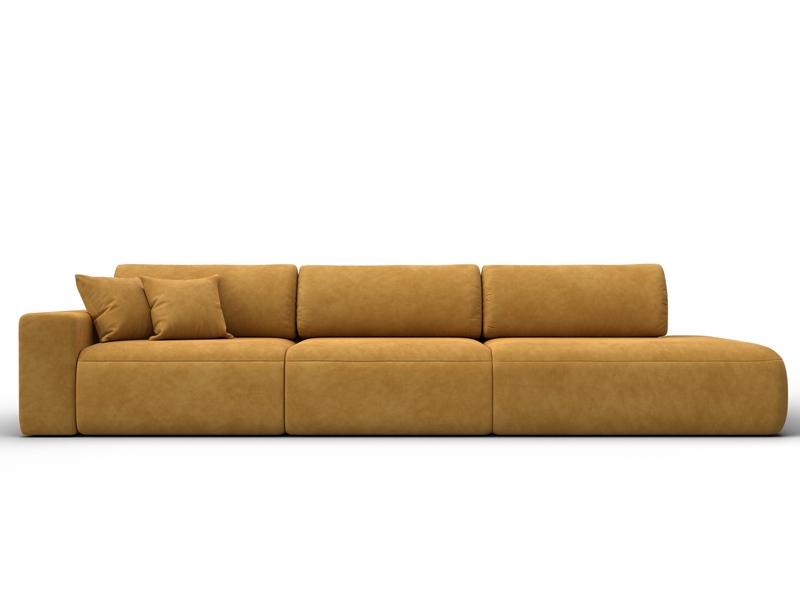 Диван прямой Лига-036 НПБ Модерн Лонг подлокотник слева, Велюр, BRUT 10 желтый