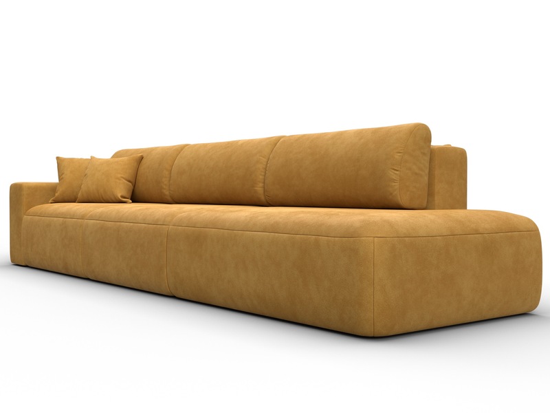 Диван прямой Лига-036 НПБ Модерн Лонг подлокотник слева, Велюр, BRUT 10 желтый