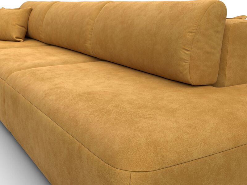 Диван прямой Лига-036 НПБ Модерн Лонг подлокотник слева, Велюр, BRUT 10 желтый