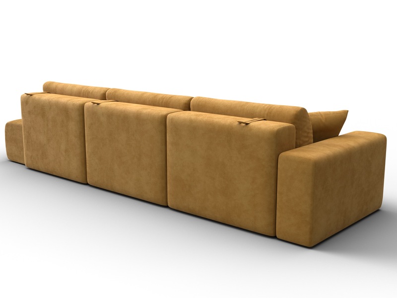 Диван прямой Лига-036 НПБ Модерн Лонг подлокотник слева, Велюр, BRUT 10 желтый