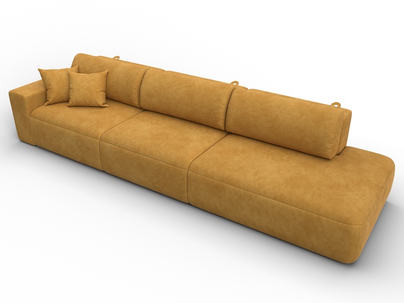 Диван прямой Лига-036 НПБ Модерн Лонг подлокотник слева, Велюр, BRUT 10 желтый