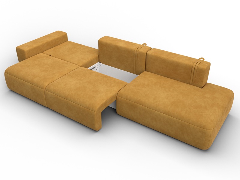 Диван прямой Лига-036 НПБ Модерн Лонг подлокотник слева, Велюр, BRUT 10 желтый