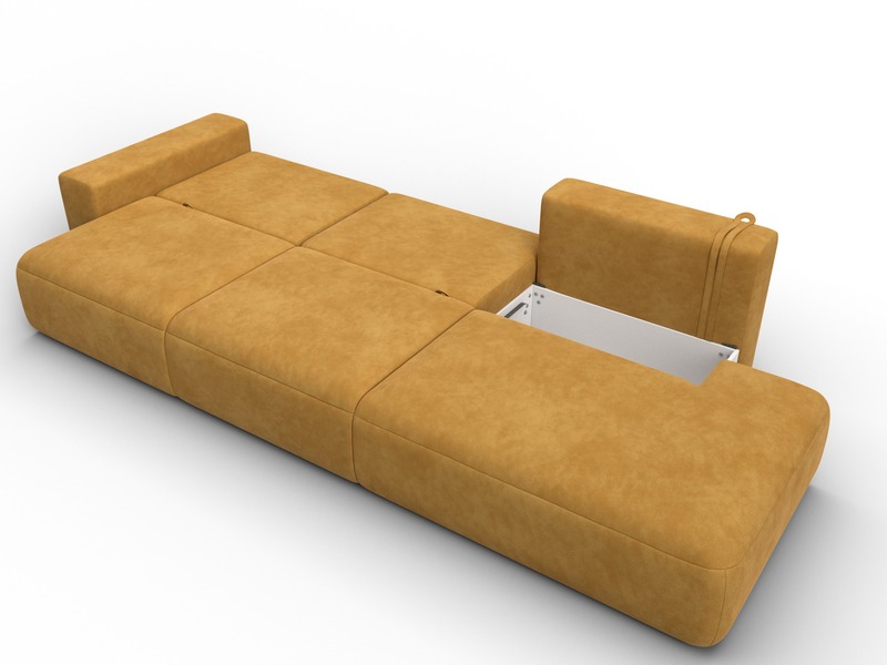 Диван прямой Лига-036 НПБ Модерн Лонг подлокотник слева, Велюр, BRUT 10 желтый