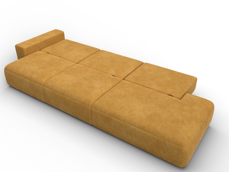 Диван прямой Лига-036 НПБ Модерн Лонг подлокотник слева, Велюр, BRUT 10 желтый
