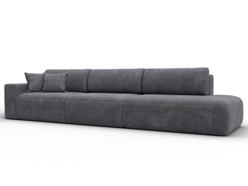 Диван прямой Лига-036 НПБ Модерн Лонг подлокотник слева, Велюр, BRUT 16 темно-серый