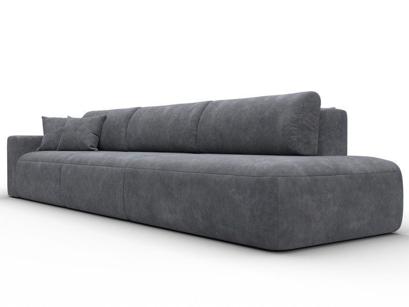 Диван прямой Лига-036 НПБ Модерн Лонг подлокотник слева, Велюр, BRUT 16 темно-серый