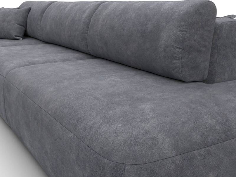 Диван прямой Лига-036 НПБ Модерн Лонг подлокотник слева, Велюр, BRUT 16 темно-серый