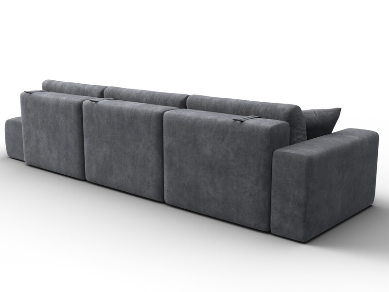 Диван прямой Лига-036 НПБ Модерн Лонг подлокотник слева, Велюр, BRUT 16 темно-серый