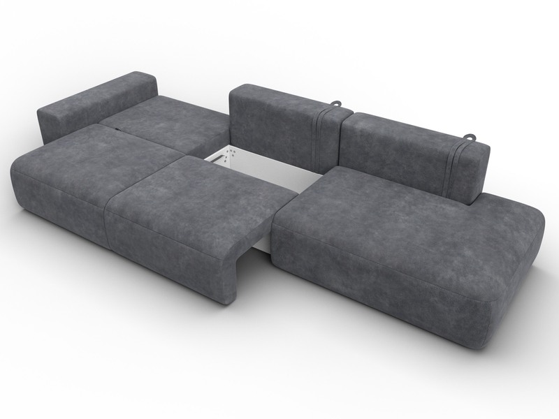 Диван прямой Лига-036 НПБ Модерн Лонг подлокотник слева, Велюр, BRUT 16 темно-серый