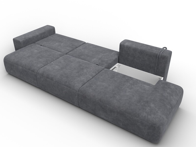 Диван прямой Лига-036 НПБ Модерн Лонг подлокотник слева, Велюр, BRUT 16 темно-серый