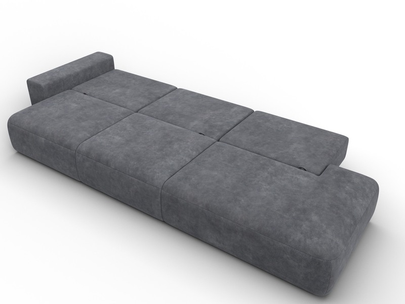 Диван прямой Лига-036 НПБ Модерн Лонг подлокотник слева, Велюр, BRUT 16 темно-серый