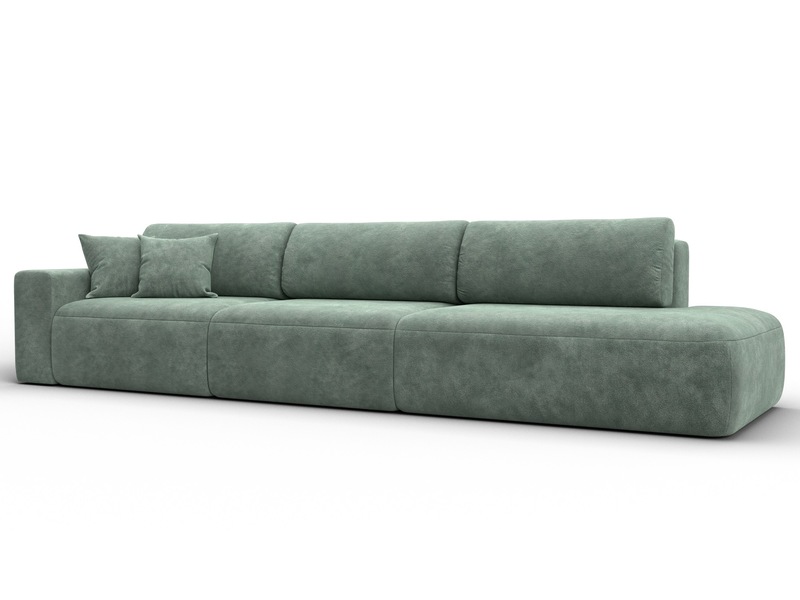 Диван прямой Лига-036 НПБ Модерн Лонг подлокотник слева, Велюр, BRUT 08 зеленый