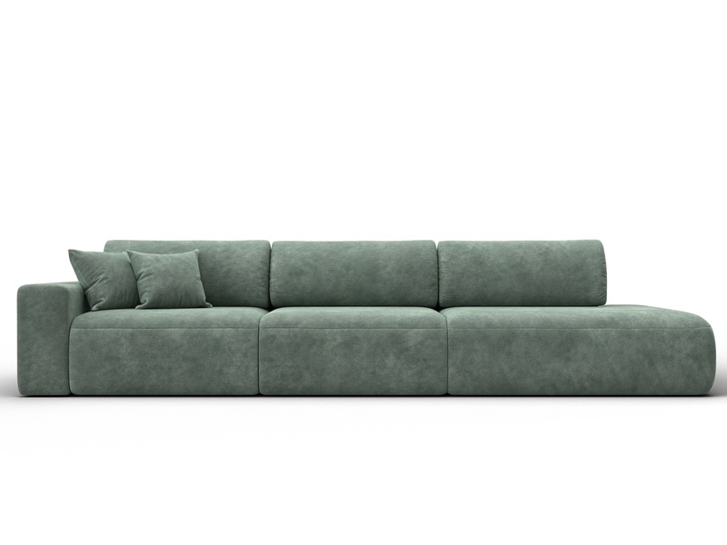 Диван прямой Лига-036 НПБ Модерн Лонг подлокотник слева, Велюр, BRUT 08 зеленый