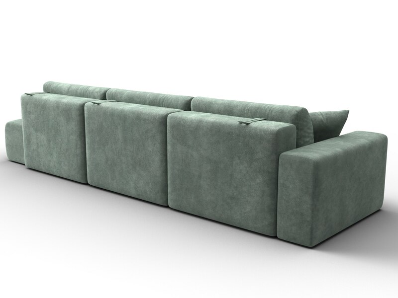 Диван прямой Лига-036 НПБ Модерн Лонг подлокотник слева, Велюр, BRUT 08 зеленый