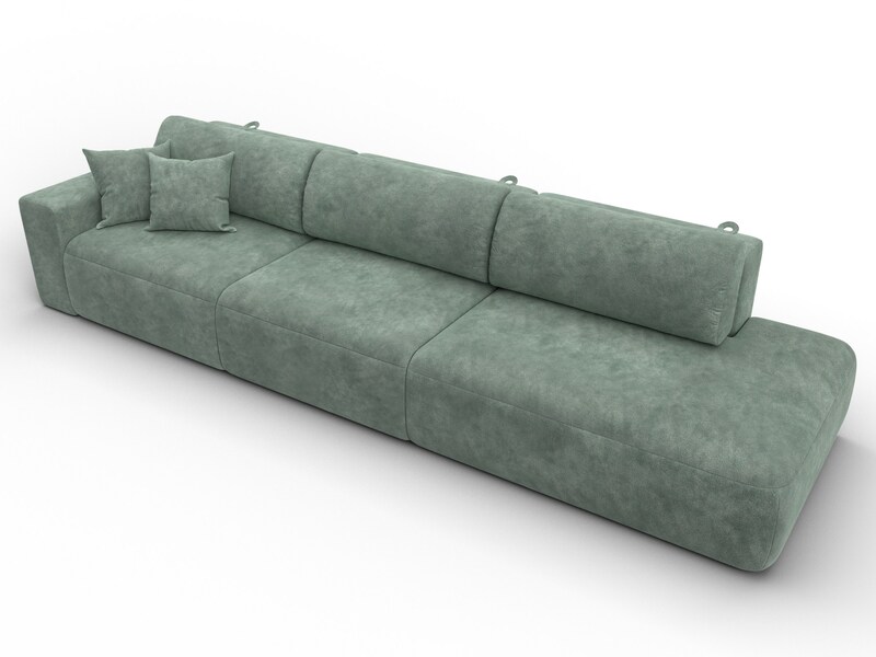 Диван прямой Лига-036 НПБ Модерн Лонг подлокотник слева, Велюр, BRUT 08 зеленый