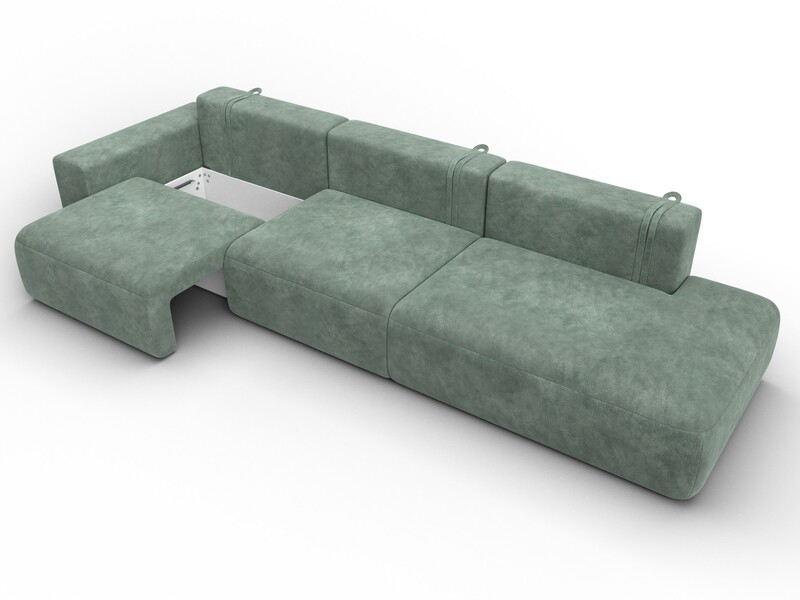 Диван прямой Лига-036 НПБ Модерн Лонг подлокотник слева, Велюр, BRUT 08 зеленый