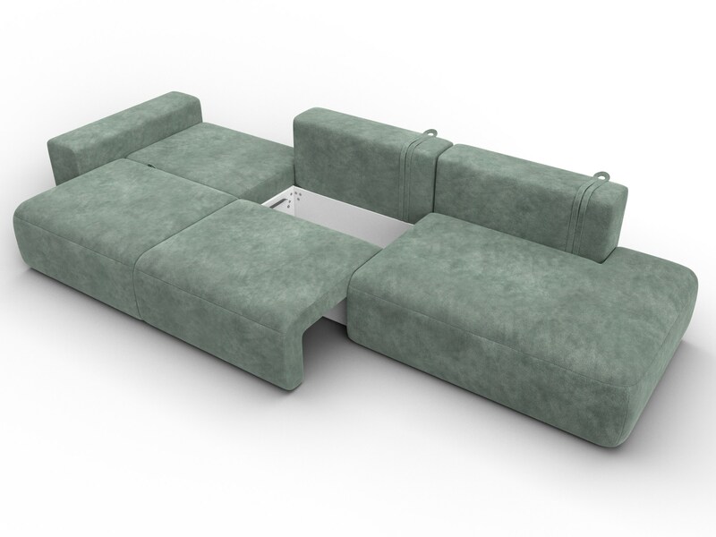 Диван прямой Лига-036 НПБ Модерн Лонг подлокотник слева, Велюр, BRUT 08 зеленый