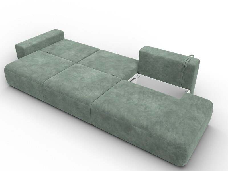Диван прямой Лига-036 НПБ Модерн Лонг подлокотник слева, Велюр, BRUT 08 зеленый