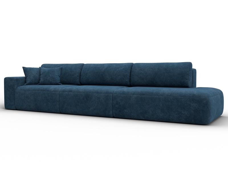 Диван прямой Лига-036 НПБ Модерн Лонг подлокотник слева, Велюр, BRUT 11 синий