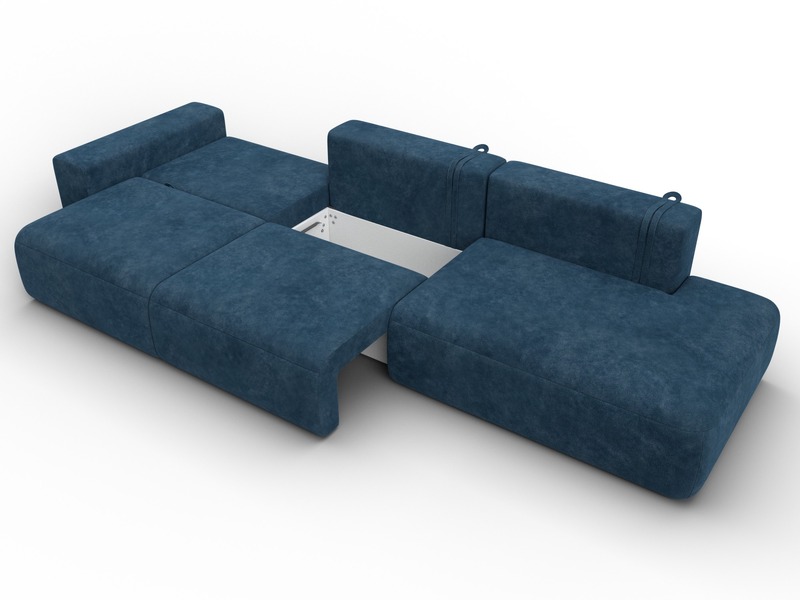 Диван прямой Лига-036 НПБ Модерн Лонг подлокотник слева, Велюр, BRUT 11 синий