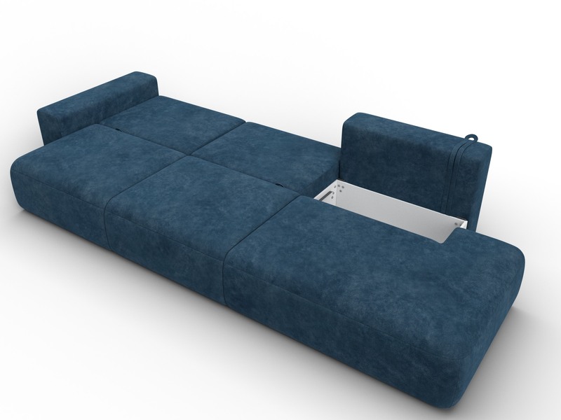 Диван прямой Лига-036 НПБ Модерн Лонг подлокотник слева, Велюр, BRUT 11 синий
