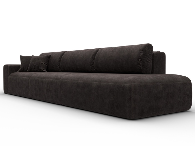 Диван прямой Лига-036 НПБ Модерн Лонг подлокотник слева, Велюр, BRUT 17 коричневый