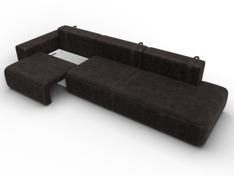 Диван прямой Лига-036 НПБ Модерн Лонг подлокотник слева, Велюр, BRUT 17 коричневый