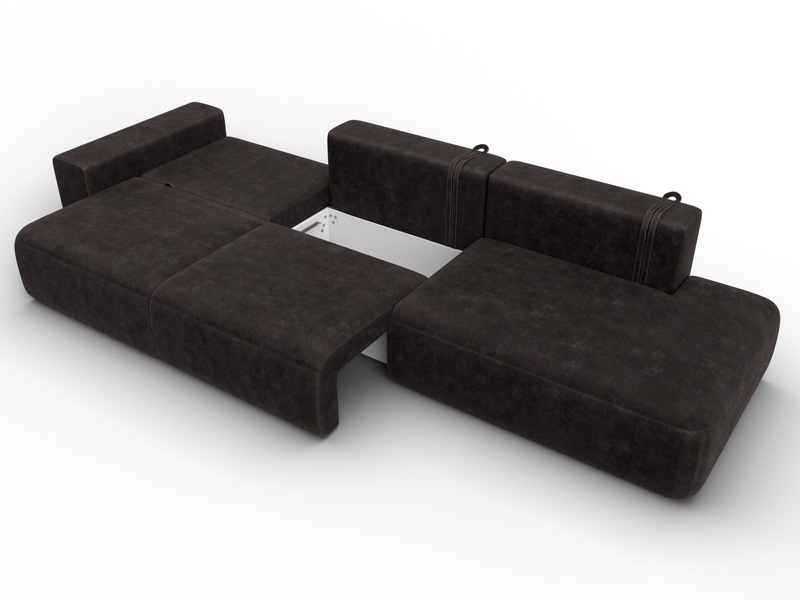 Диван прямой Лига-036 НПБ Модерн Лонг подлокотник слева, Велюр, BRUT 17 коричневый