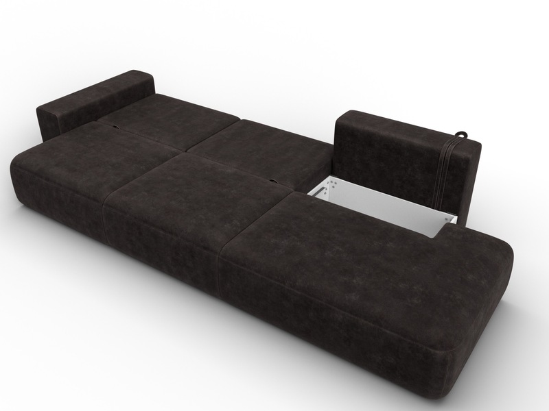 Диван прямой Лига-036 НПБ Модерн Лонг подлокотник слева, Велюр, BRUT 17 коричневый