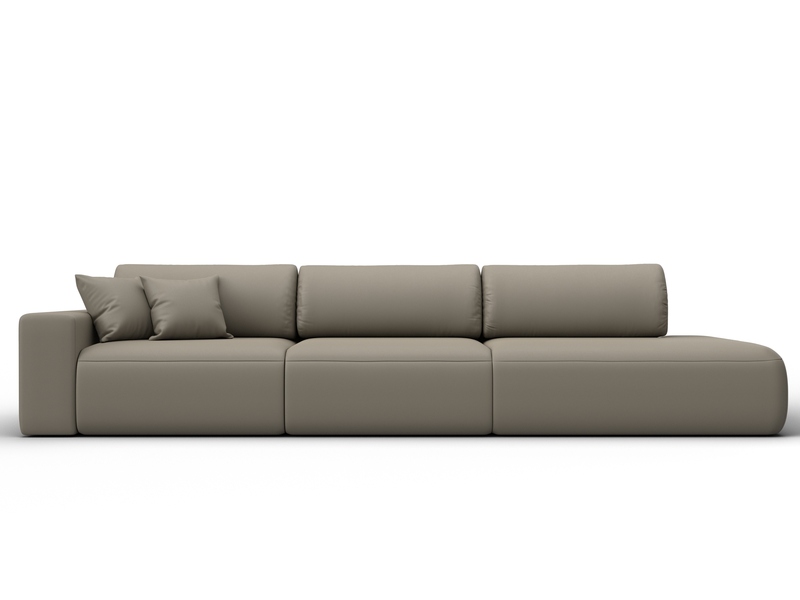 Диван прямой Лига-036 НПБ Модерн Лонг подлокотник слева, Экокожа, GRIFON 04 бежевый