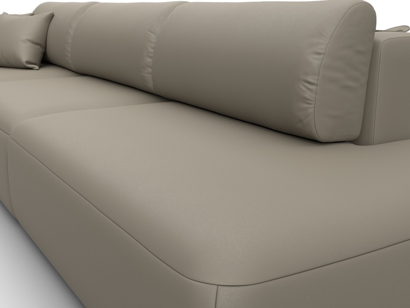 Диван прямой Лига-036 НПБ Модерн Лонг подлокотник слева, Экокожа, GRIFON 04 бежевый