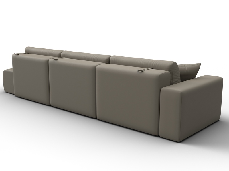 Диван прямой Лига-036 НПБ Модерн Лонг подлокотник слева, Экокожа, GRIFON 04 бежевый