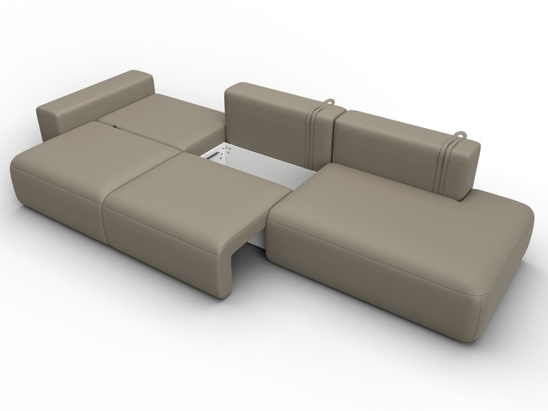 Диван прямой Лига-036 НПБ Модерн Лонг подлокотник слева, Экокожа, GRIFON 04 бежевый