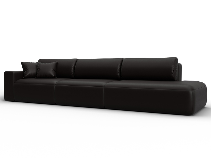 Диван прямой Лига-036 НПБ Модерн Лонг подлокотник слева, Экокожа, GRIFON 12 коричневый