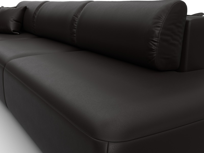 Диван прямой Лига-036 НПБ Модерн Лонг подлокотник слева, Экокожа, GRIFON 12 коричневый