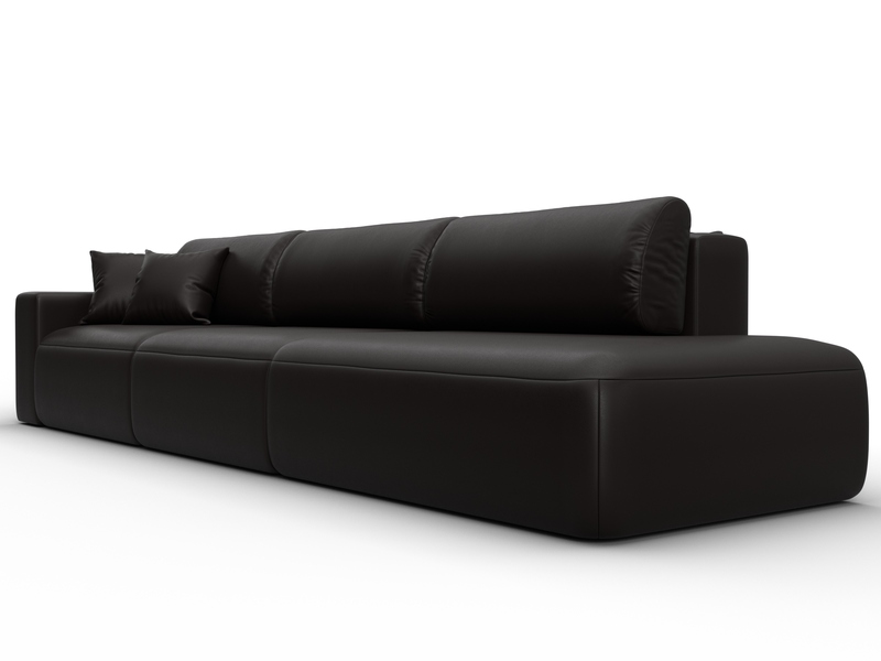 Диван прямой Лига-036 НПБ Модерн Лонг подлокотник слева, Экокожа, GRIFON 12 коричневый