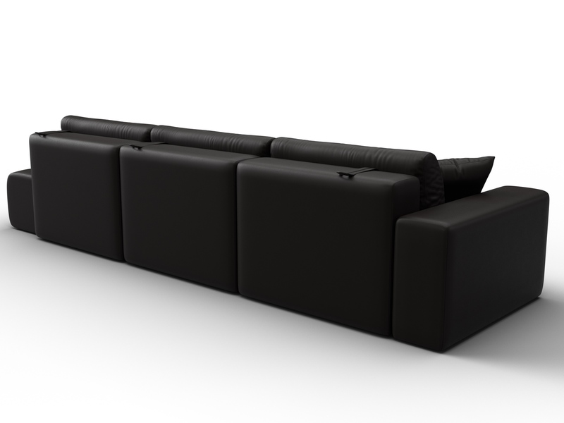 Диван прямой Лига-036 НПБ Модерн Лонг подлокотник слева, Экокожа, GRIFON 12 коричневый