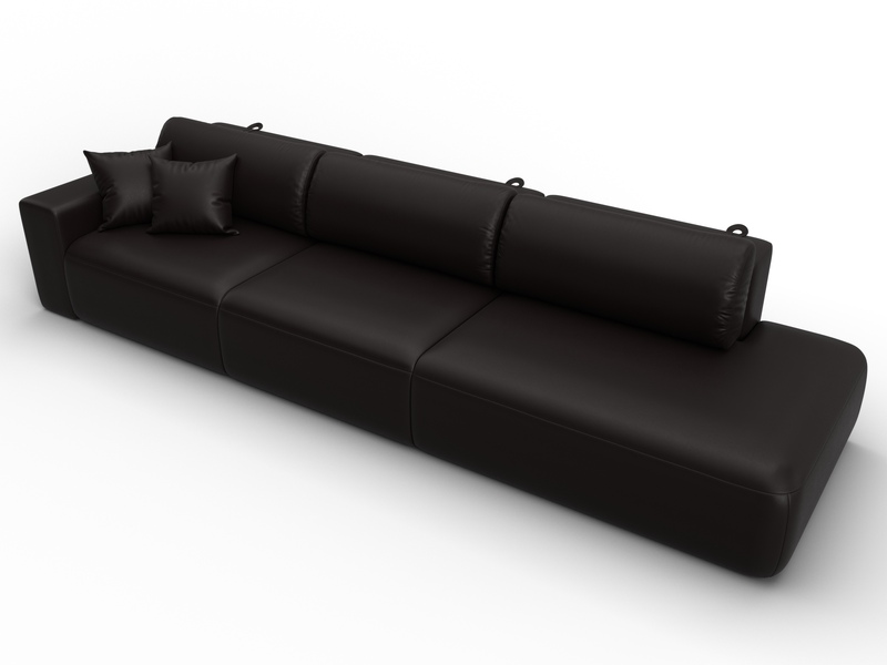 Диван прямой Лига-036 НПБ Модерн Лонг подлокотник слева, Экокожа, GRIFON 12 коричневый