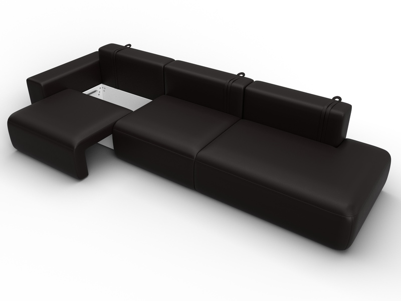 Диван прямой Лига-036 НПБ Модерн Лонг подлокотник слева, Экокожа, GRIFON 12 коричневый