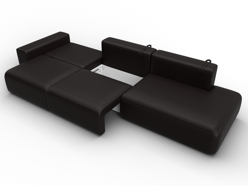 Диван прямой Лига-036 НПБ Модерн Лонг подлокотник слева, Экокожа, GRIFON 12 коричневый