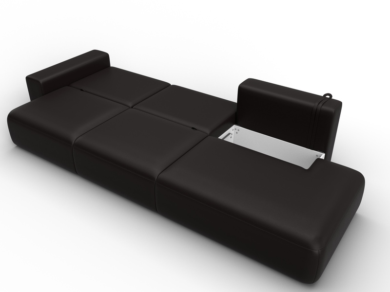 Диван прямой Лига-036 НПБ Модерн Лонг подлокотник слева, Экокожа, GRIFON 12 коричневый