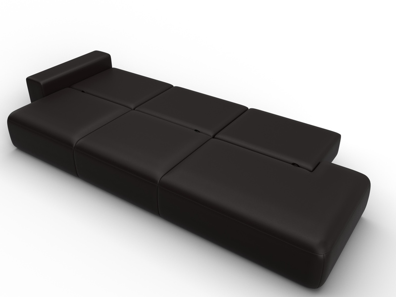 Диван прямой Лига-036 НПБ Модерн Лонг подлокотник слева, Экокожа, GRIFON 12 коричневый