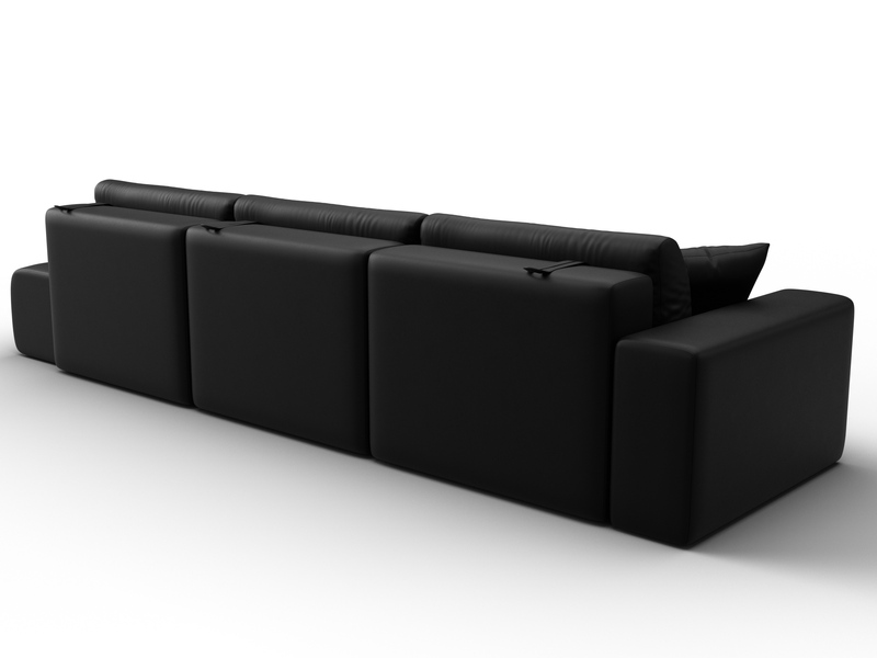 Диван прямой Лига-036 НПБ Модерн Лонг подлокотник слева, Экокожа, GRIFON 18 черный